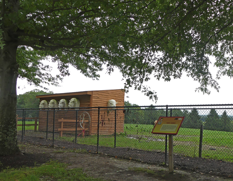 fence with Native American tributes at white bison enclosure at Nemacolin Woodlands Resort