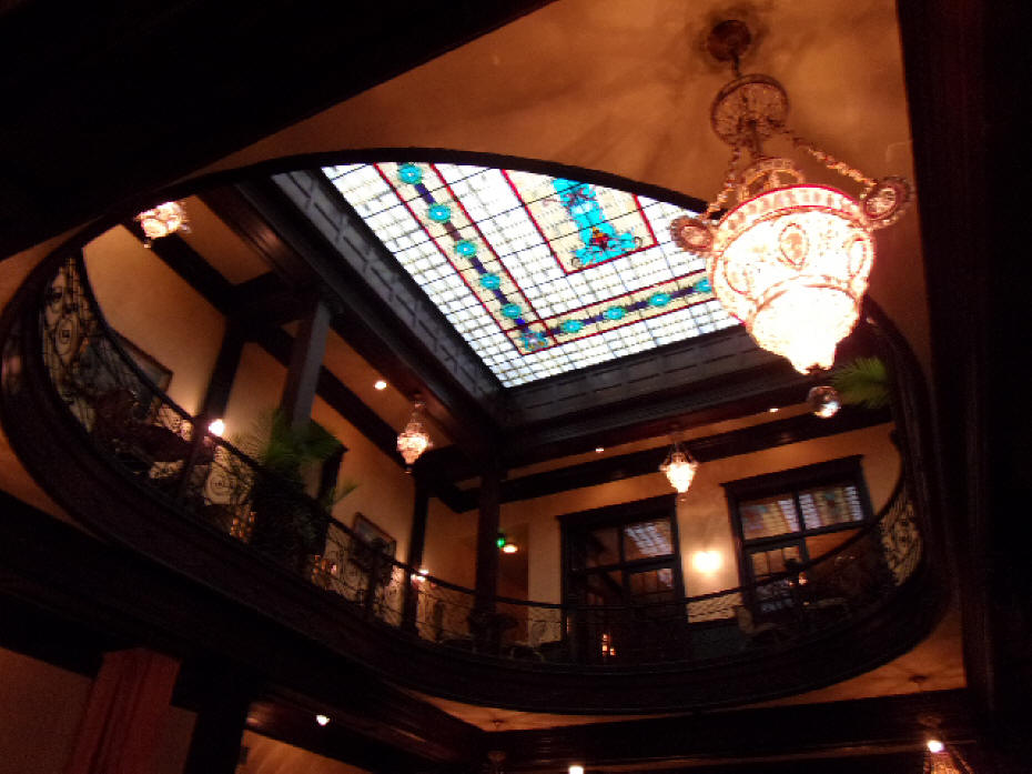  stained glass skylight  inside Geiser Grand Hotel
