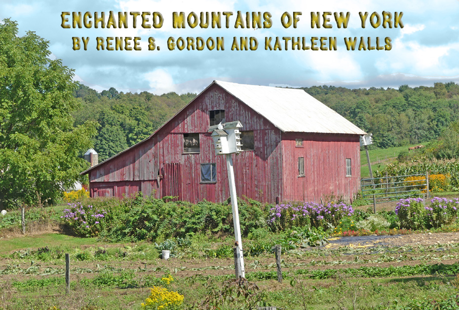 Amish barn wth vegatables and flowers growing around it