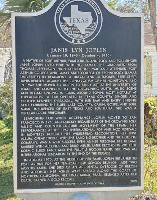 plaque about janis joplin