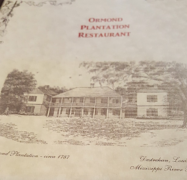 Placemat at Ormond Plantation Restaurant