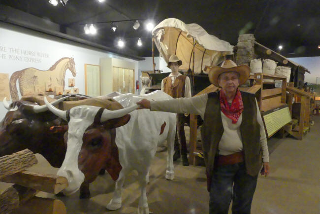 Annie shows covered wagon