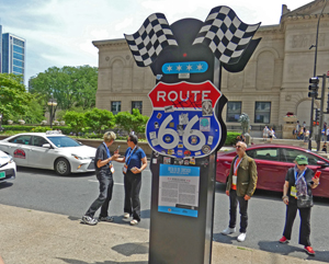 rt 66 sign at begining in Chicago