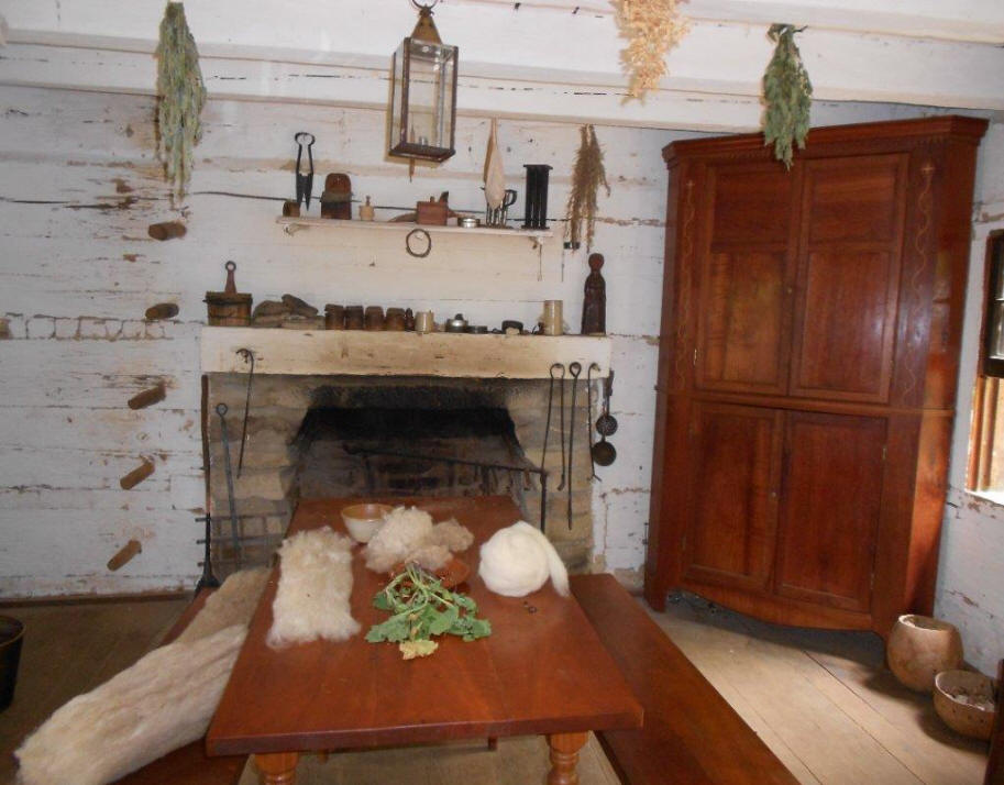 ibnterior of cabin at Lincoln Pioneer Village and Museum at Little Pigeon Creek in Spencer County 