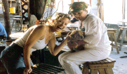 dog being petted at Schooner Wharf in Key West Florida