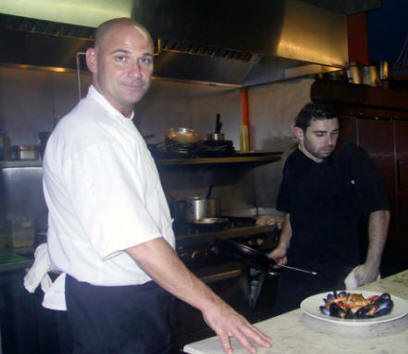 Chef Keith Myers. at Trabue display his Mussels Provencal
