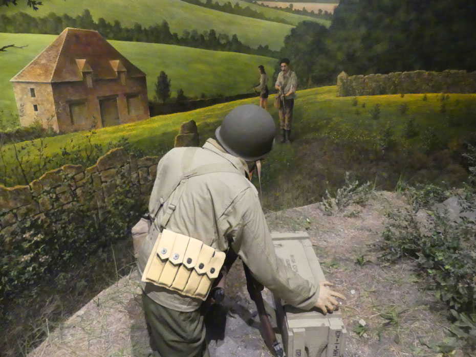 xhibit shows a trooper in Jedburgh Operations meeting resistance fighters in France