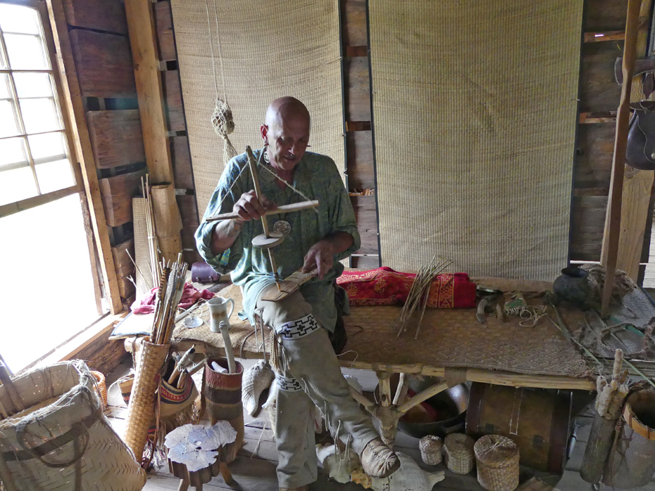 creek reenactor displays tool at westville